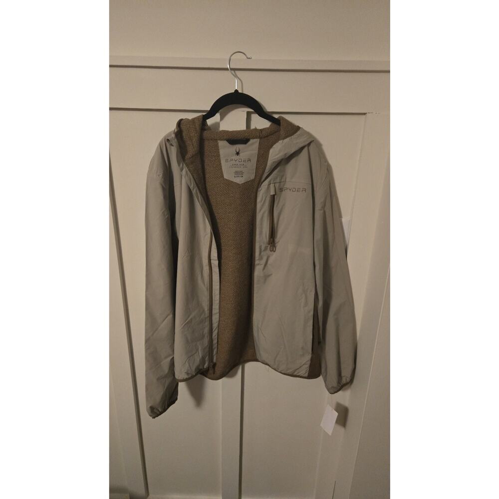 Spyder Men's Lightweight Hooded Windbreaker Jacket Khaki Size Small